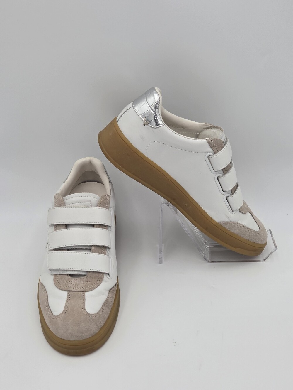 Veronica Beard Reagan sneakers in white and silver